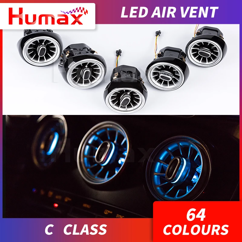  64 colors For Mercedes C class interiors car LED air vent rotating audio speaker ambient light illu - 4000338037470