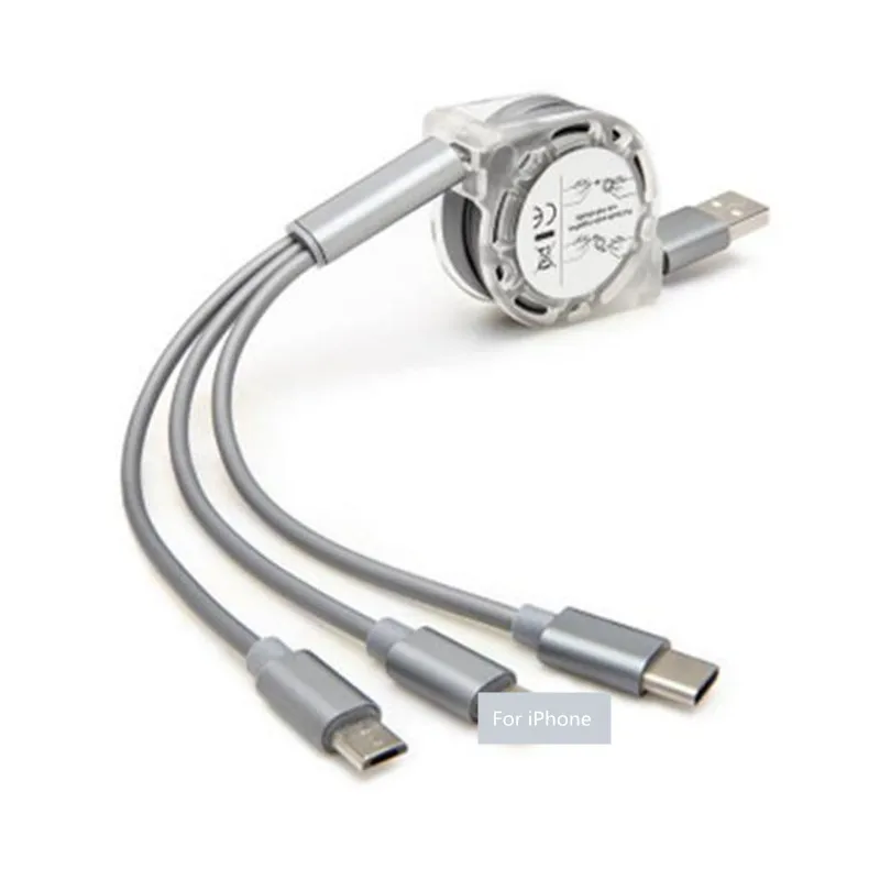 Usb-кабель для iPhone XR 8 7 6 зарядное устройство 3 в 1 Micro USB кабель для Android USB type c type-c кабели для мобильных телефонов - Цвет: silver