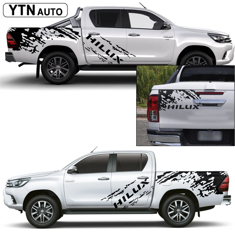 Car decals 3 pieces mudslinger side door tail door 4x4 off road  graphic Vinyl car sticker custom fit for toyota hilux 2011-2019