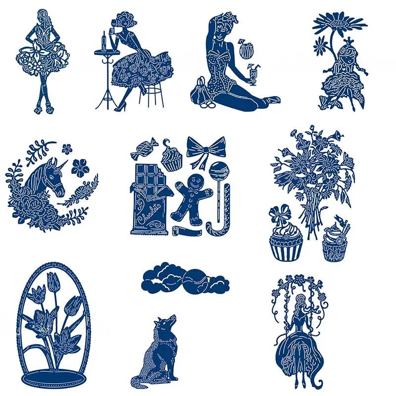 

Girls Tulip Unicorns Metal Cutting Dies For Scrapbooking Craft Die Cut Embossing Stencil Photo Card Album Card Making Decoration