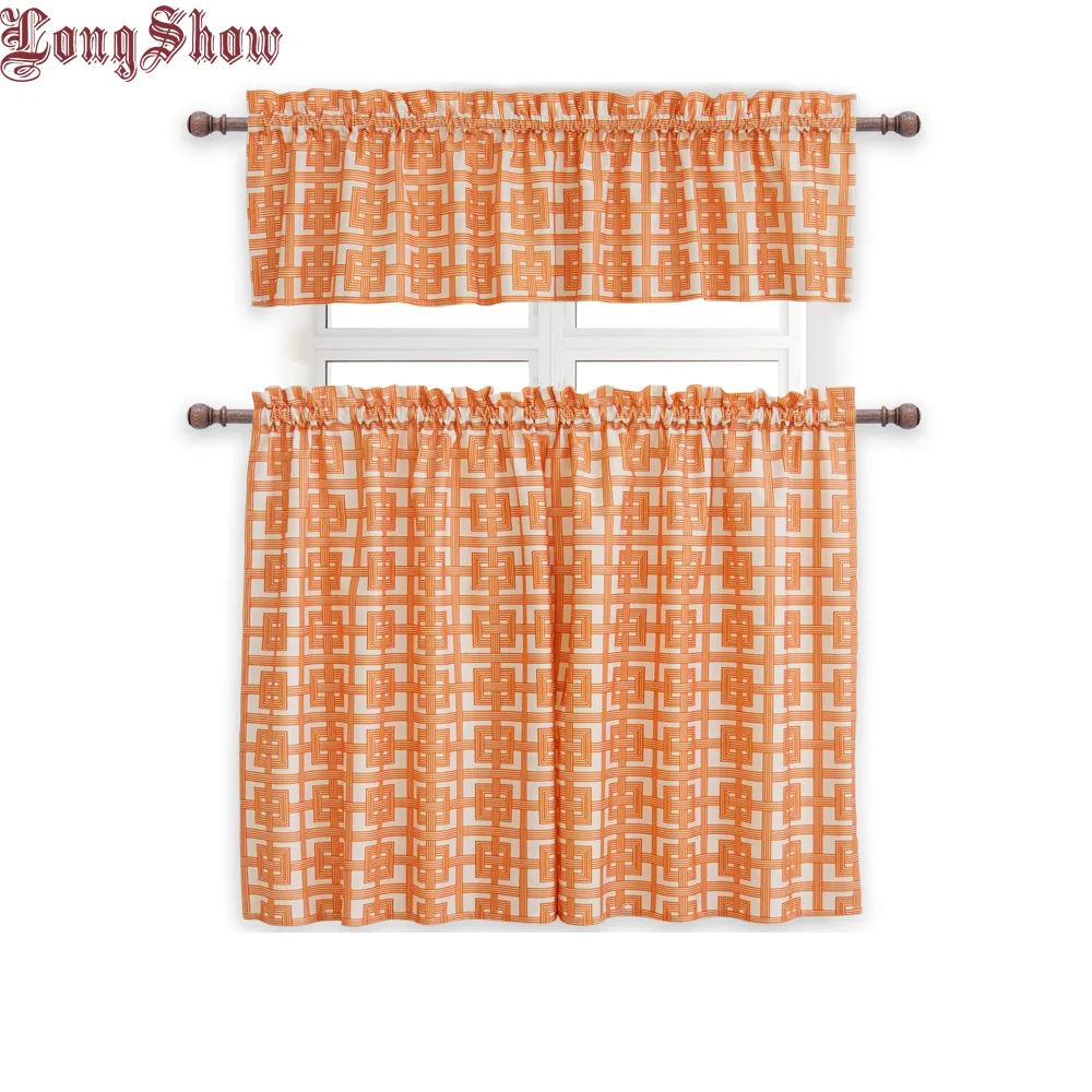 Современный Декор для дома оранжевый цвет геометрический стержень карман толстый Гладкий плюшевый кухня окна двери шторы балдахин