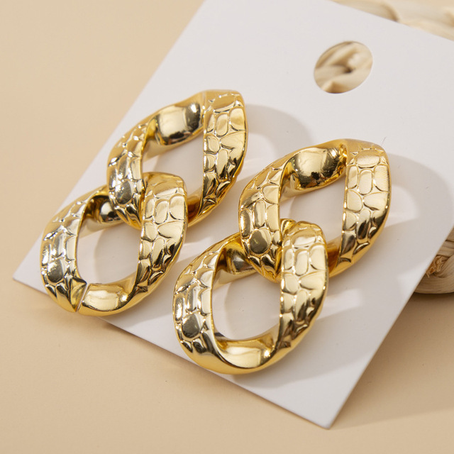 CCB Metal Chain Drop Earrings for Women Big Exaggerated Minimalist Tassel Earrings Vintage Fashion Jewelry Accessories