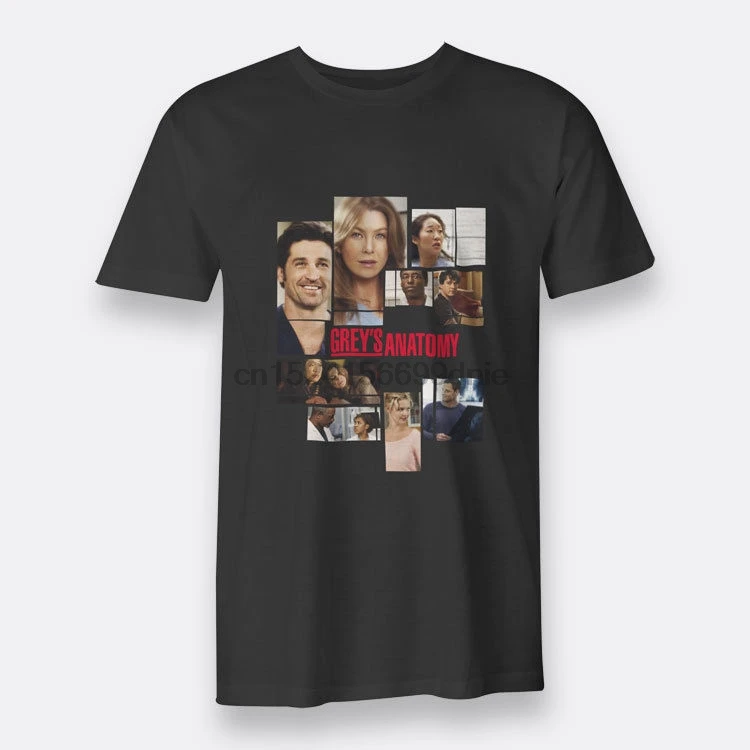 Серая анатомическая ТВ серия Черная Футболка Мужская sz S-3XL | одежда