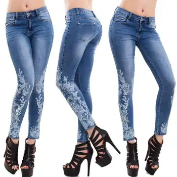 

Jeans Women's Tide High Waist Embroidered Ladies' Jeans