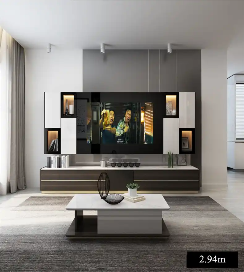 Mesa de TV extensible de largo, muebles para el hogar y la sala de