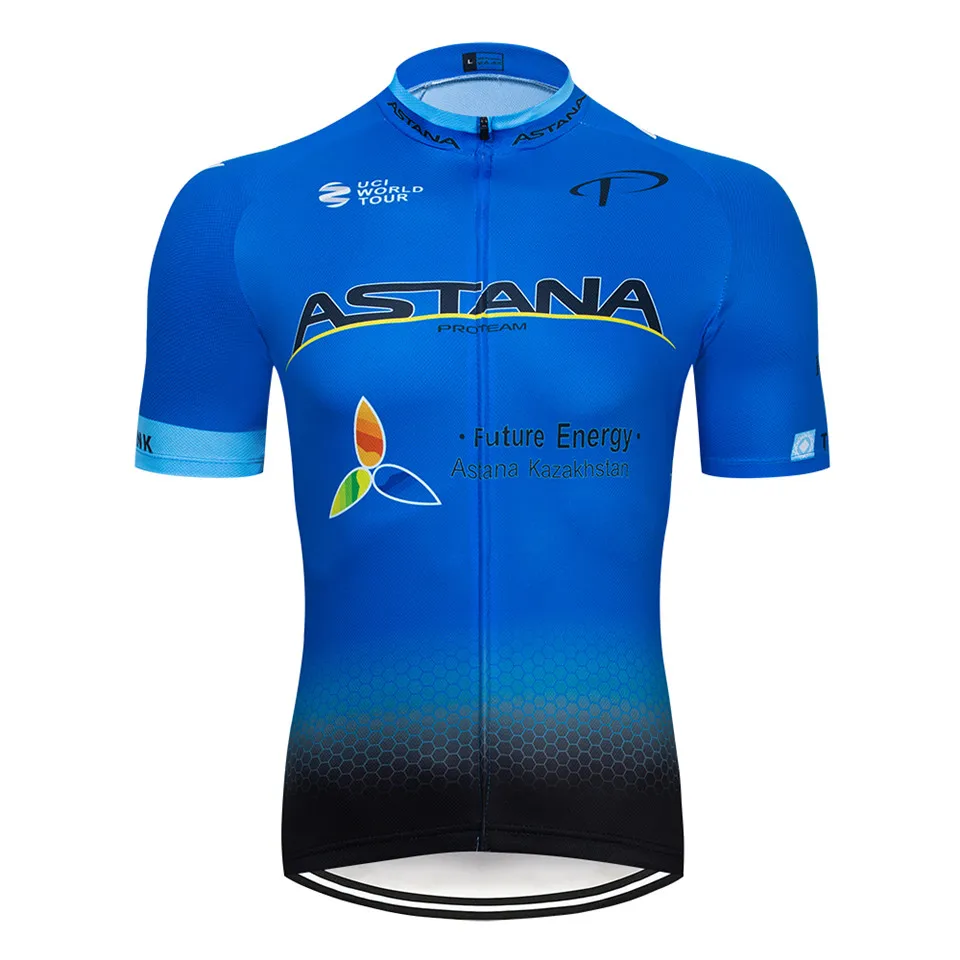 Велосипедная рубашка ASTANA 2020 Pro Team синяя дышащая футболка для езды на велосипеде