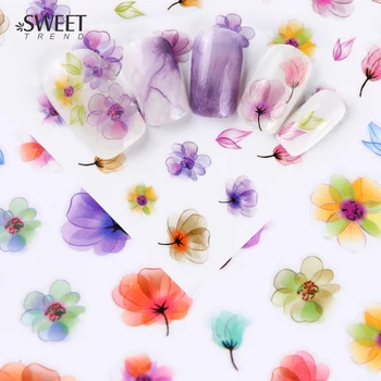 

1Sheet Gradient Flower Series 3d Nail Stickers Decals Floral Cartoon Adhesive Manicure Stickers Charm Nail Art Decoration LAF/CA
