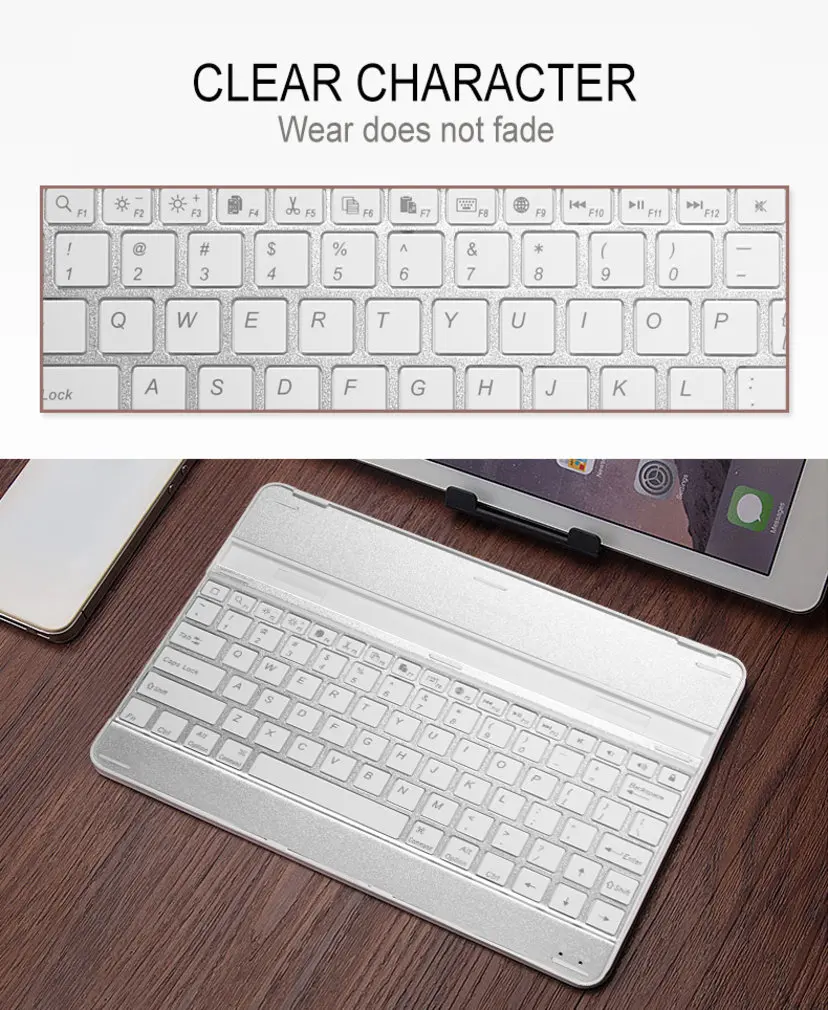Universal Black & White Aluminum Alloy Lightweight Quiet Keystrokes Waterproof & Dustproof Wireless Bluetooth Keyboard for iPad