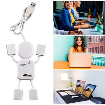 

Humanoid 4 Port Hub High-Speed USB 2.0 Splitter Cable Adapter for Laptop PC Free Shipping black color