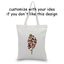 Цветочная Холщовая Сумка для ежедневного использования с логотипом на заказ сумка для покупок эко многоразовая утилизация текста DIY
