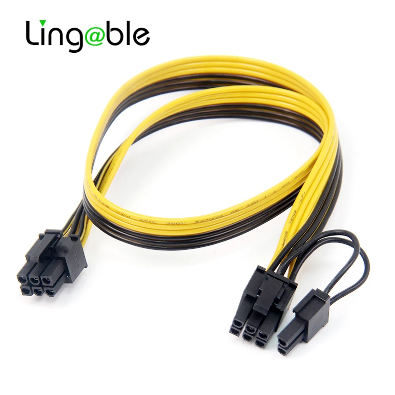 Lingable PCI-E Cable PCIE PCI-Express 6P Male to 8Pin (6+2) Male Graphics Video Card Power Cabo 50CM BTC Extension Miner Mining