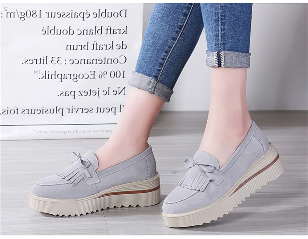 HX 2859-2019 Fashion Tassel Women's Platforms Shoes Genuine Leather Womans Sneakers-22