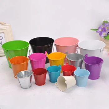 

3 Size Creative Tinplate Iron Mini Bucket Flower Pots Home Storage Bucket Ornaments Crafts Metal Wholesale