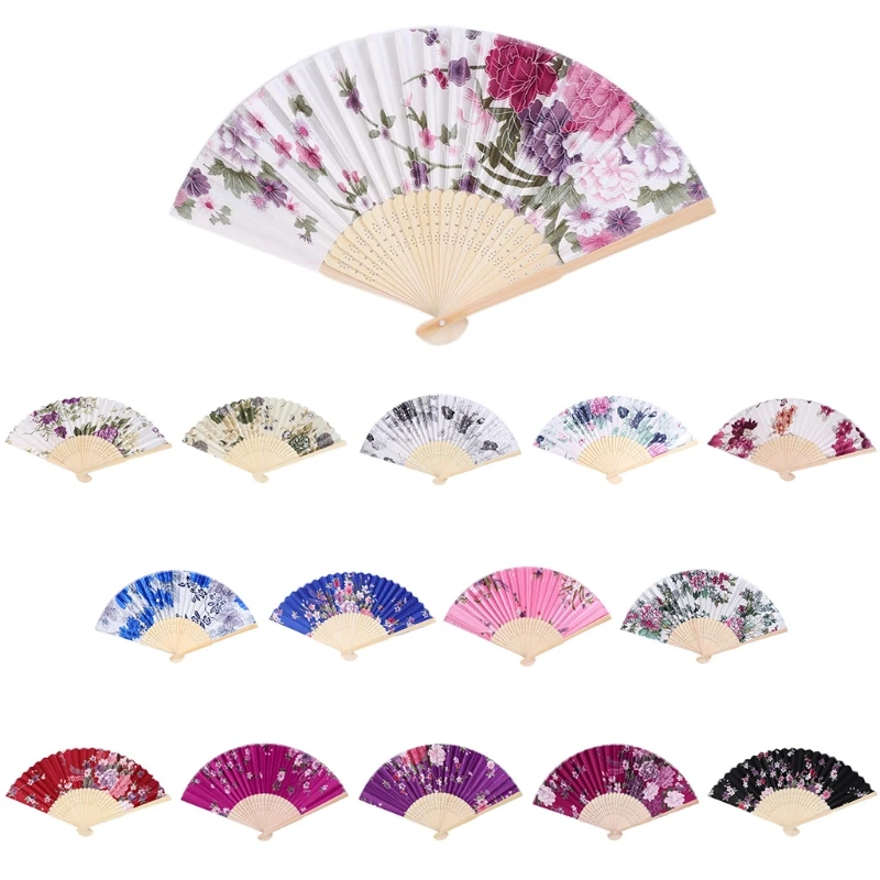 Colorful Chinese Bamboo Folding Hand Fan Flower Floral Wedding Dance Party Decor Au08 19 Dropship