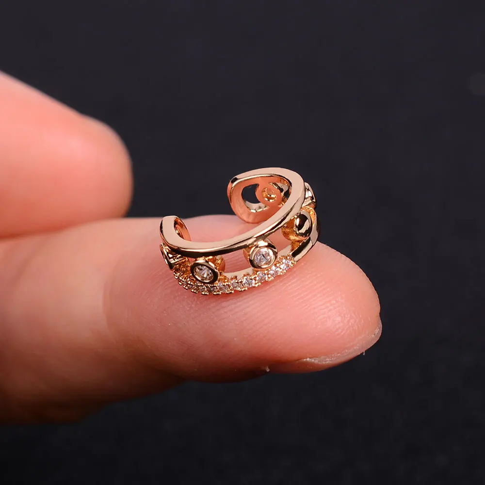 1Pc Zircon Non Piercing Ear Big ClipCuff Wrap Earrings Earcuff Fake Cartilage Clip on Auricle Earing Women Statement Wrap Cuffs