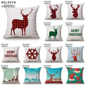 

Christmas Xmas Pillow Case Throw Cotton Linen Pillowcase Printed Pillow Covers for Home Textile