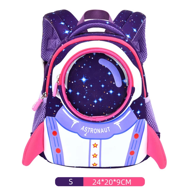 GREATOP 2021 New 3D Rocket Kids Backpack Anti-lost Astronauts School bags Waterproof Cartoon Girls Backpack Mochila Infantil Pink S
