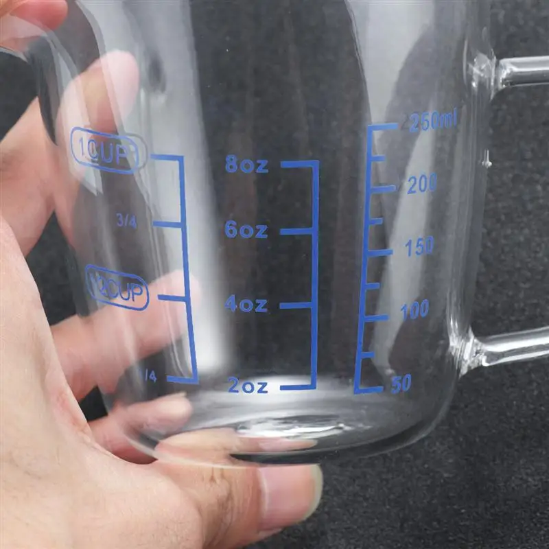 250ml/500ml Heat-resistant Glass Measuring Cup Children's Milk Cup with Scale Microwave Measuring Cup Transparent Scale Cup
