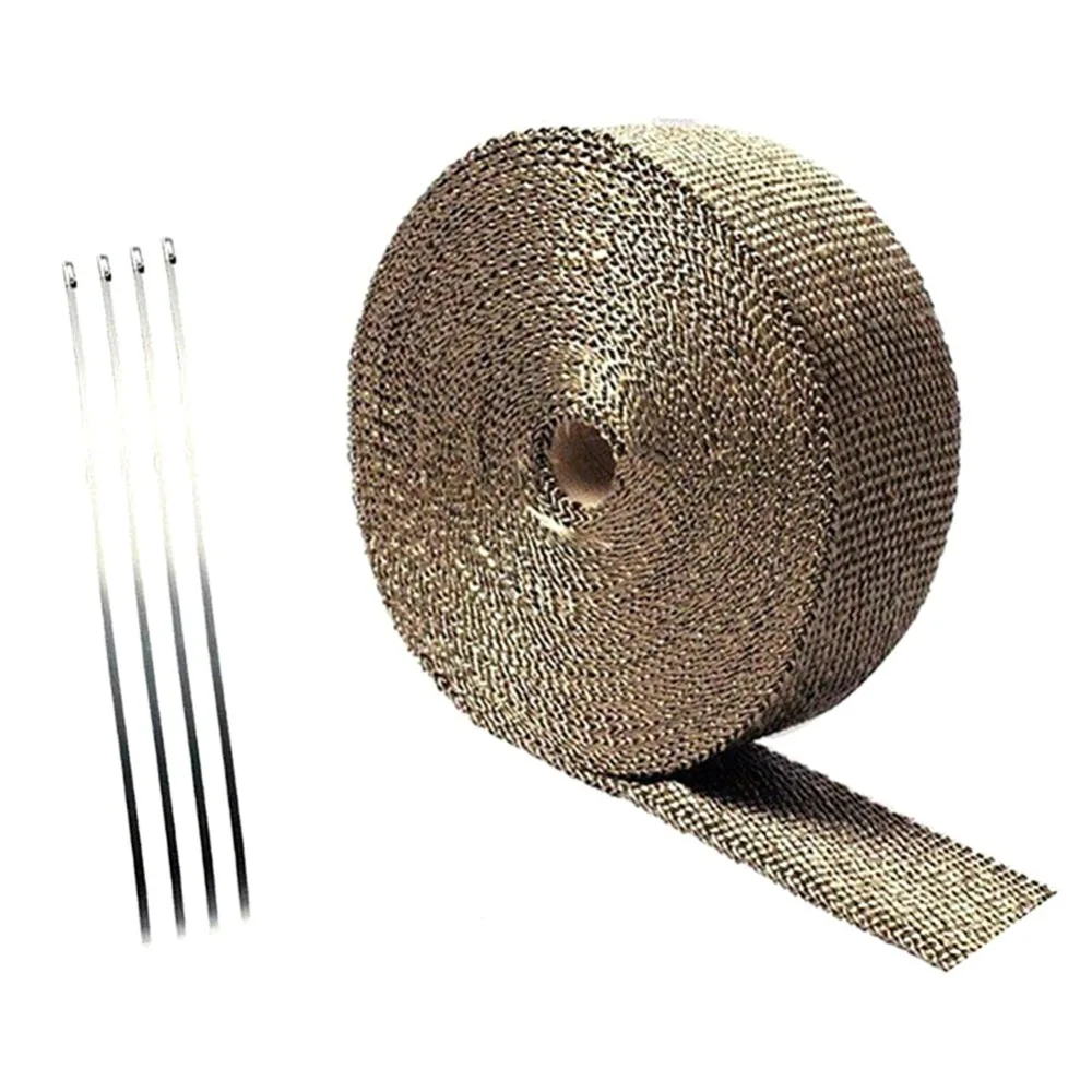 5M Roll Fiberglass Heat Shield Moto Exhaust Header Pipe Heat Wrap Tape Thermal Protection Manifold Header Insulation Cloth Roll