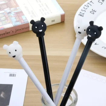 

50PCS Creative Stationery Black and White Bear Gel Pens Creative Stationery Lovely Student Black Needle Office Water Pen