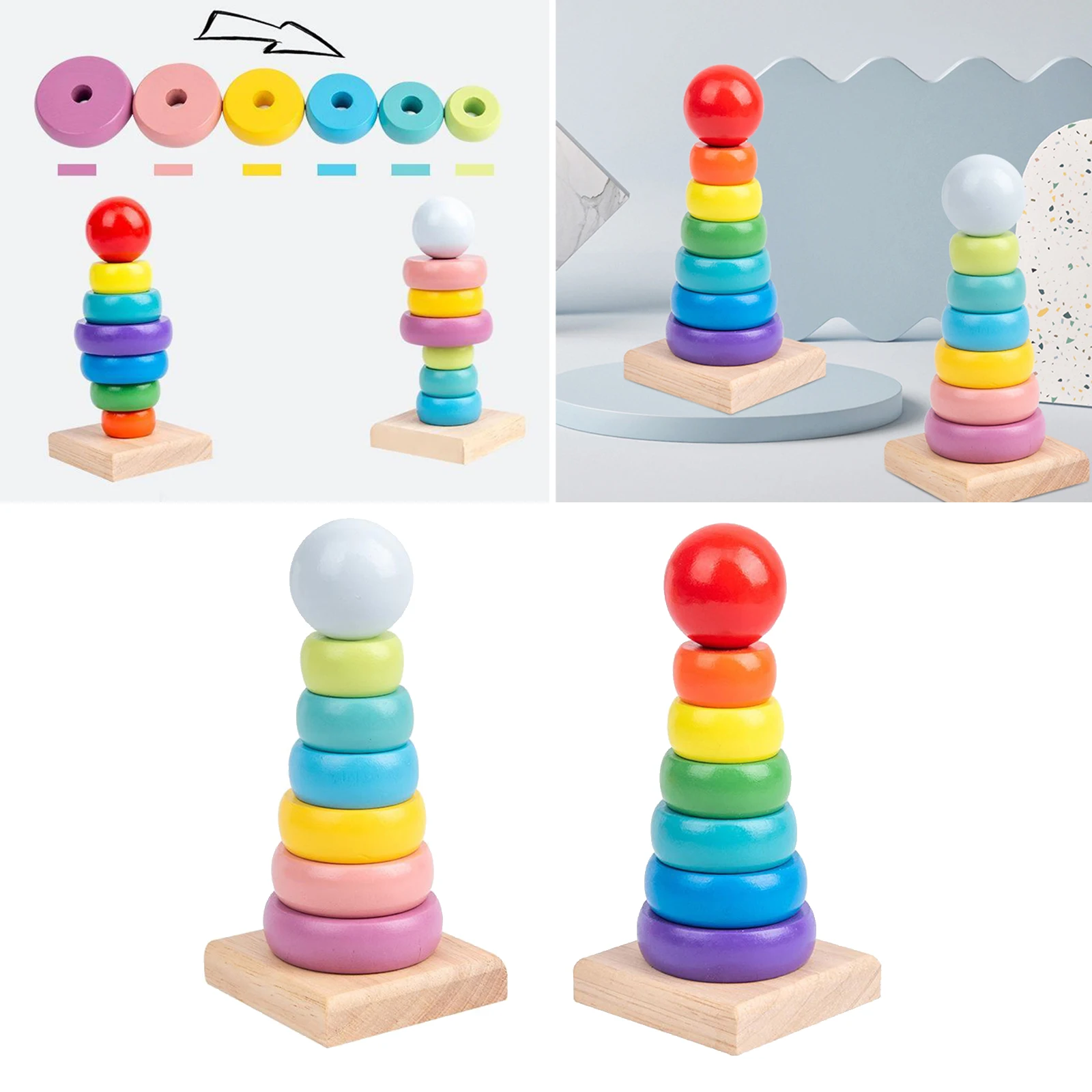 Baby Toddler Stacking Rings Learning Toy Kids Toddler Building Blocks  Game