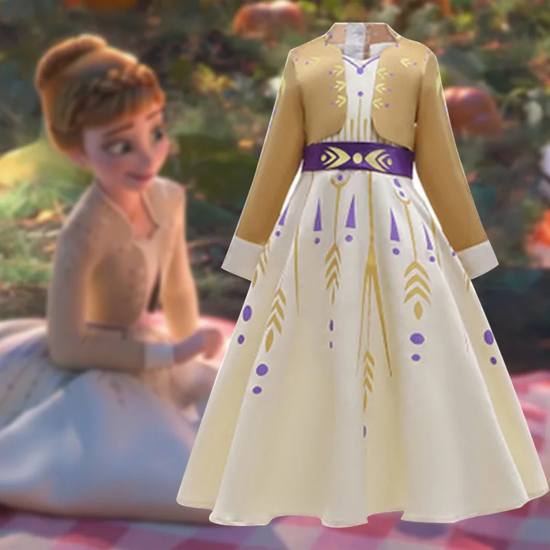 Новинка; F2; платье Эльзы; вечерние платья для девочек; одежда для костюмированной вечеринки для девочек; платье принцессы Анны на день рождения; Детский костюм; элегантное рождественское платье