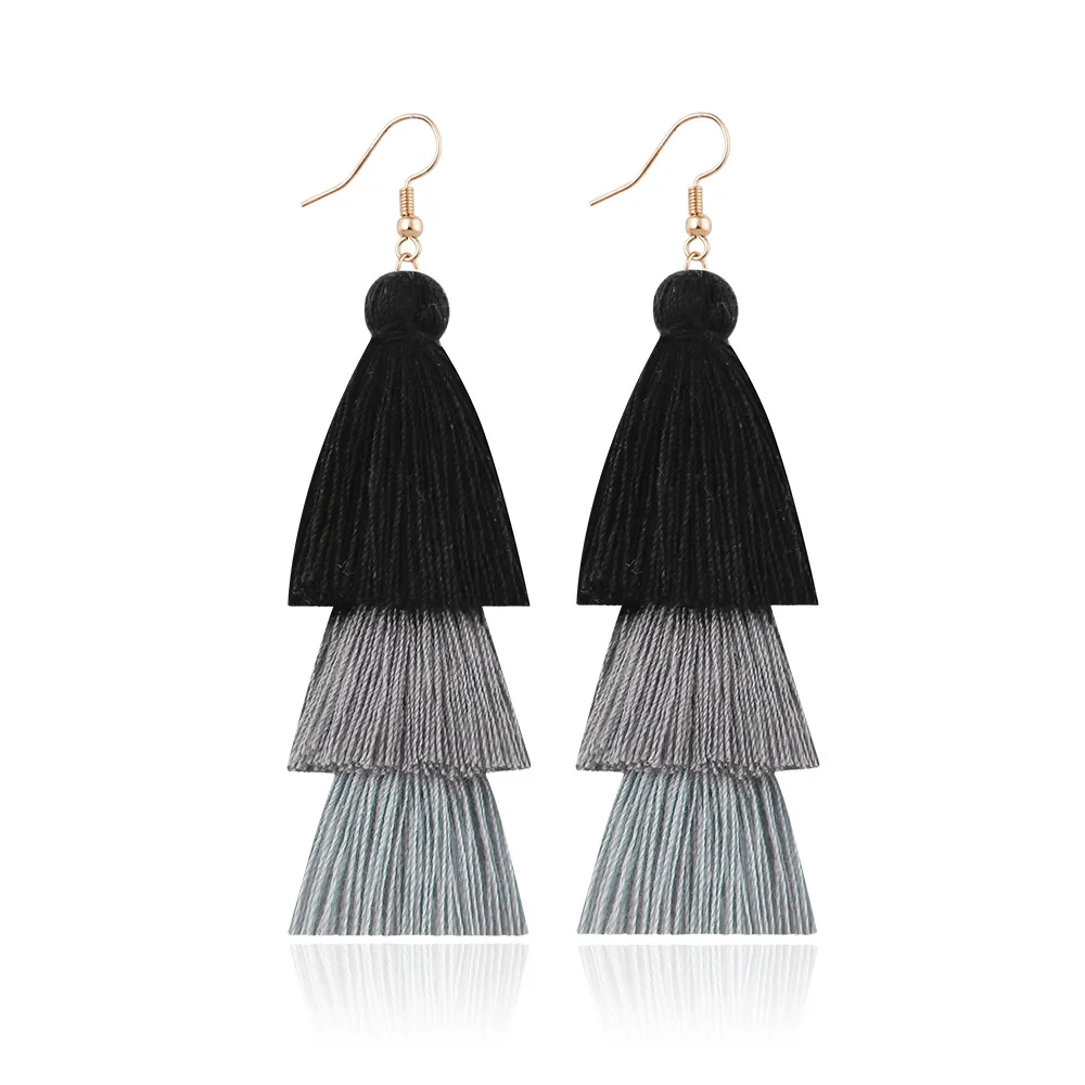 

Multicolored Simian Fashion Handmade Long Multilayer Liusu Earrings Wholesale Euramerican Earrings Female Jewelry can be customi