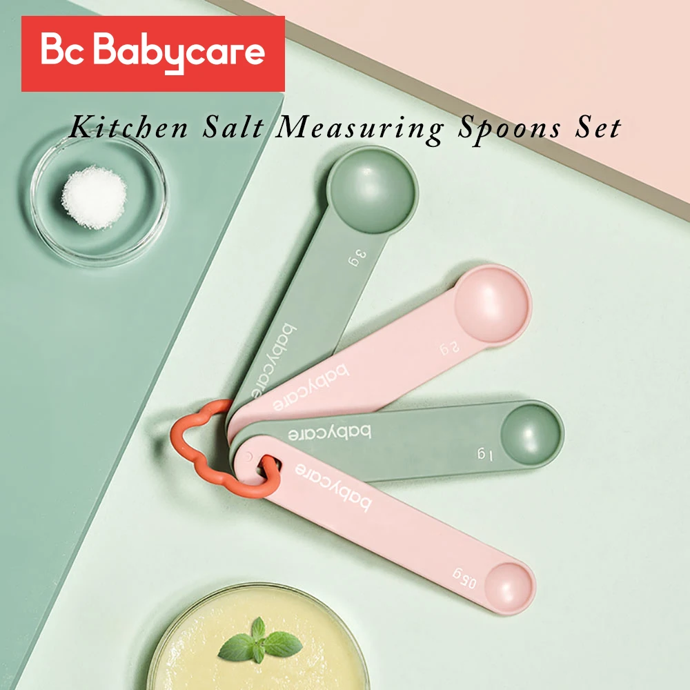 BC Babycare 4pcs Salt Measuring Spoon Set Heat-Resistant Baby Feeding Baking Accessories Tools Home PP Kitchen Gadgets BPA Free