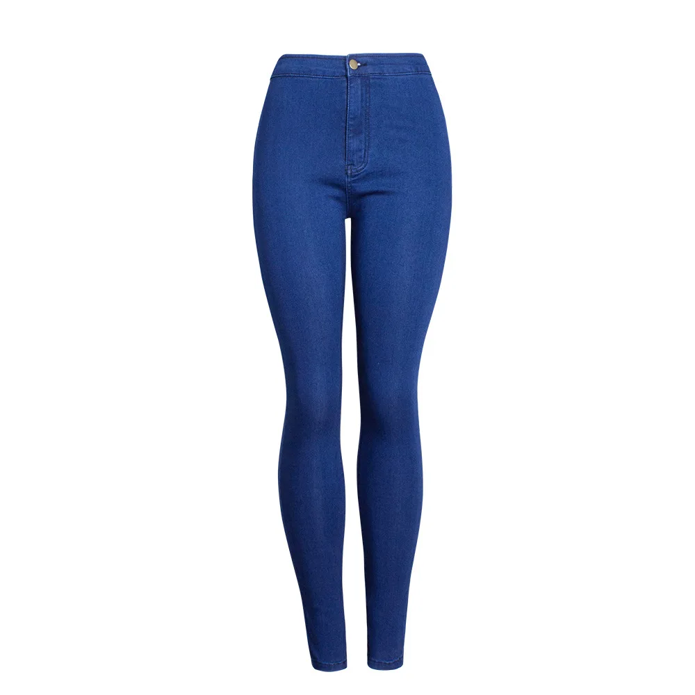 

New European Slim Jeans For Women Elastic Slim Slimming Blue Denim Pencil Jean Women's Candy Pants Plus Size