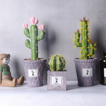 

Resin Cactus Model Flower Pot Nordic Simulation Green Plant Miniature Figurines Garden Window Home Cabinet Desk Decoration Craft