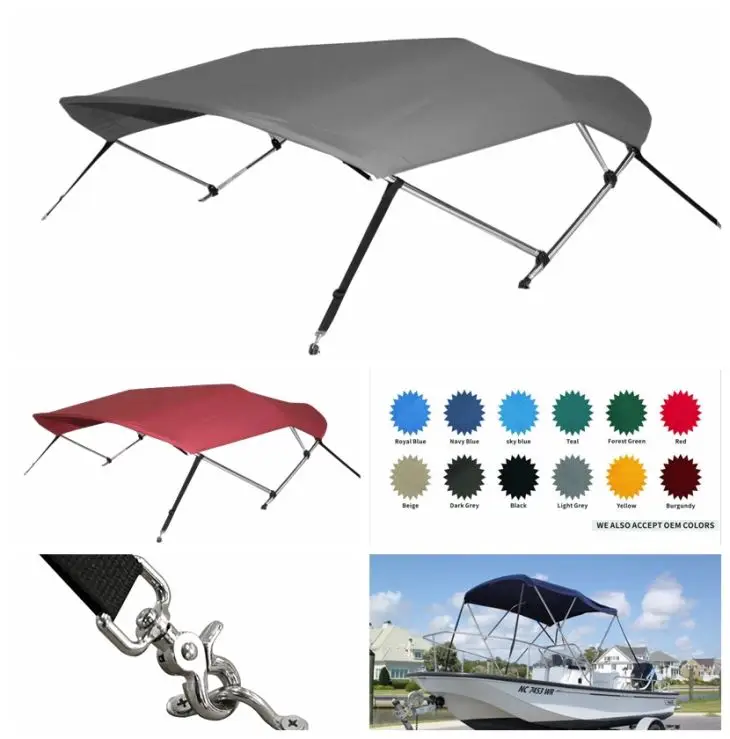 Komo Covers Boat Bimini Top Cover Grey 46 inches High by 6 feet Long by 54 to 60 inches Wide with Boot and Hardware