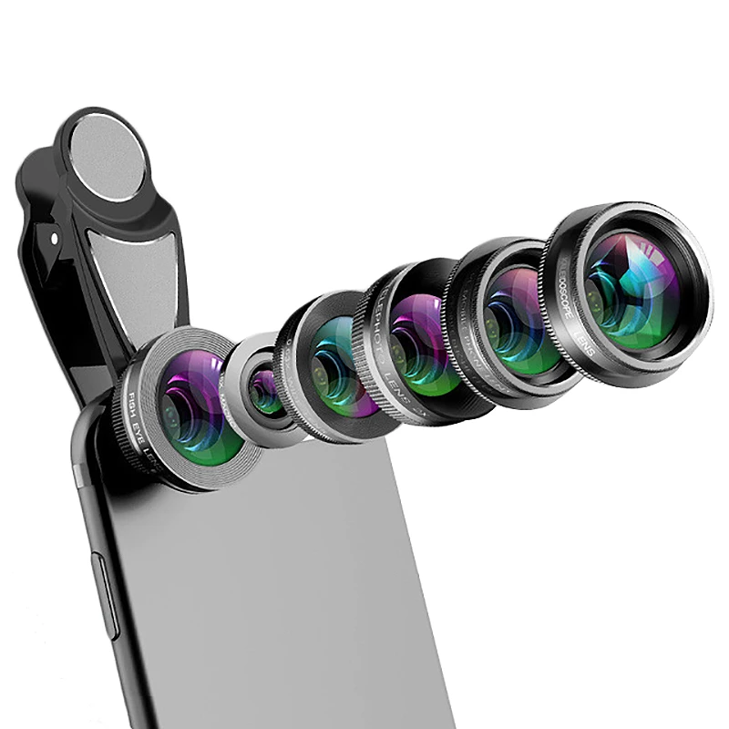 Rise Phone Camera Lens 6 In 1 Cell Phone Lens Kit For Iphone And Android Kaleidoscope Wide Angle Macro Cpl Fisheye Telephoto Zo Camera Lens Aliexpress