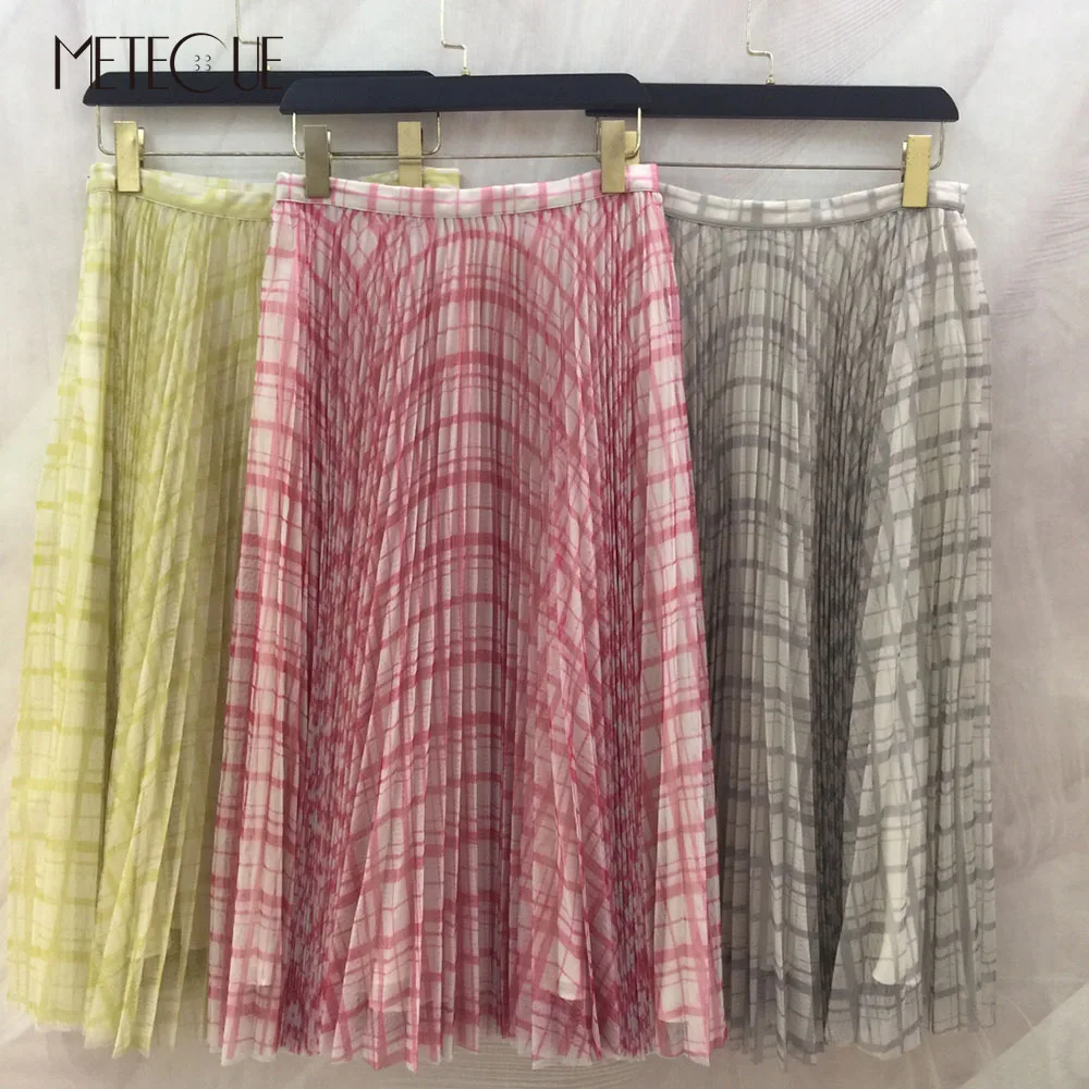 PROD 1005003196246304 Runway Fashion Plaids Skirt 2021 Fall Winter
Fashion Mew Women High Waisted Midi Skirt Multi Colors
