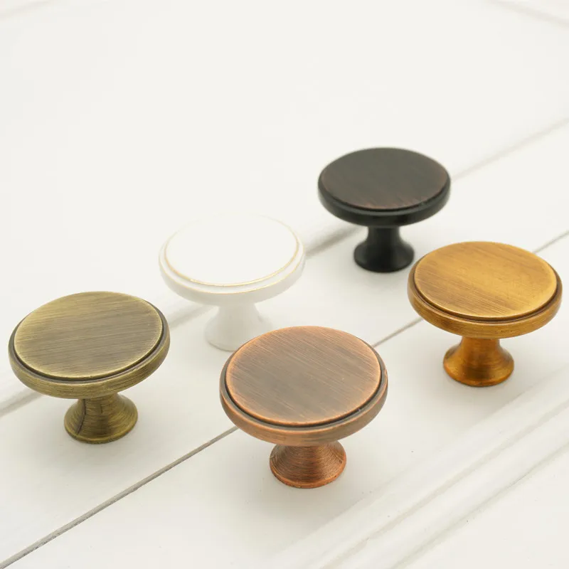 

Single Bore Circle Handle Black And White with Pattern Bronze Cabinet Door White Drawer Hardware Modern Minimalist Retro Furnitu
