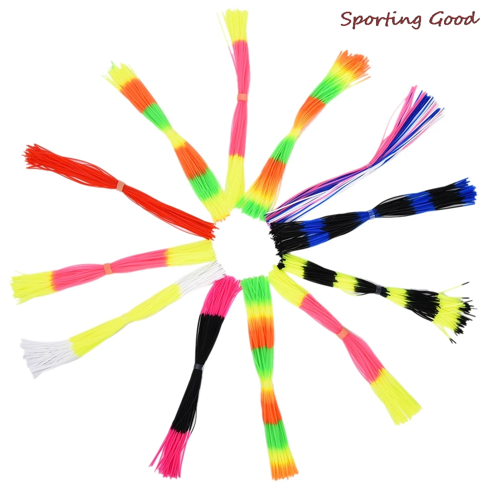 Fly Tying Rubber Threads Skirts Silicone Straps For Flies Lures Beard Wire Making Random Mixing Color 12 Bundles 13cm Length