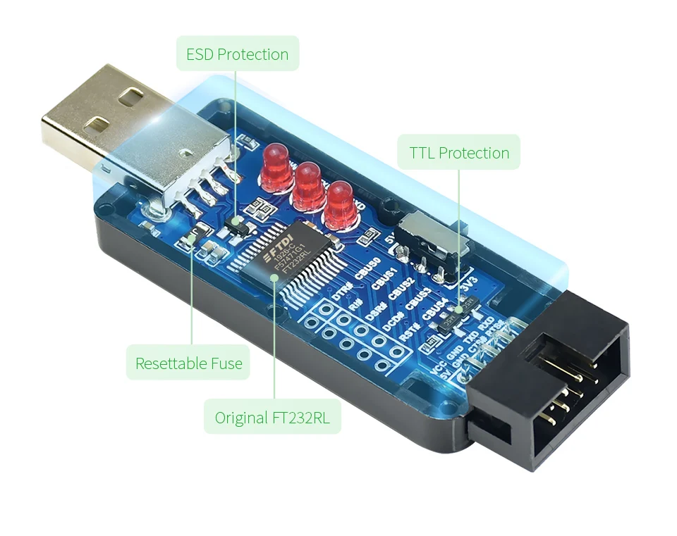 Industrial USB to TTL Converter FT232RL/CH343G - Multi-Protection, System Support, Stable Transmission, LED Indicators Description Image.This Product Can Be Found With The Tag Names Computer Cables Connecting, Computer Peripherals, Industrial usb to ttl converter, PC Hardware Cables Adapters