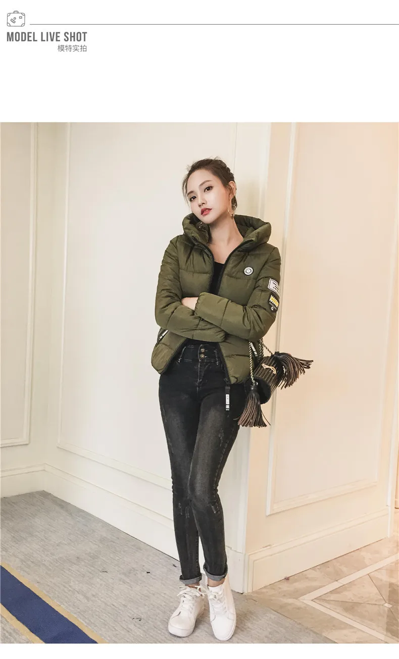 Хлопковая стеганая одежда, женская короткая куртка в Корейском стиле большого размера для старшеклассников, приталенная маленькая куртка с хлопковой подкладкой, осенняя и