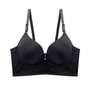 

Seamless Push Up Bra with Steel Ring Thin Cup Wide Band Gathered Lace Bead Underwear Women Bra C D E Sexy Comfortable Lingerie