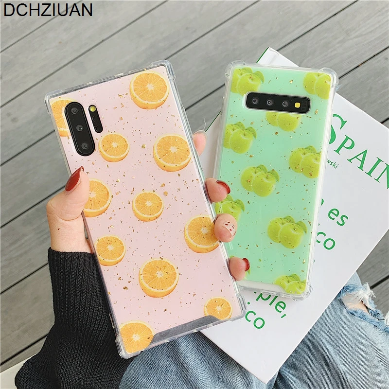 

DCHZIUAN Sequins Bling Fruit Orange Phone Case For Samsung Galaxy Note 10 Pro Note 8 9 S10 5G S8 S9 S10 Plus Shockproof Cover