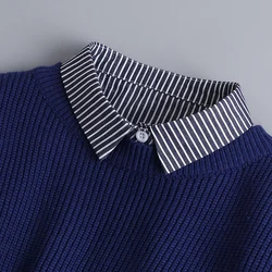 Formal Stripes Detachable Lapel Fake Collar for Women Button Down False Collar Female Removable Half Shirt Blouse Decor