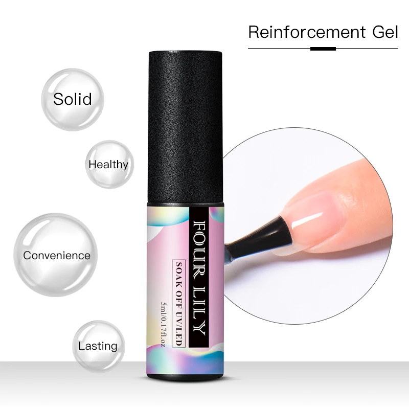 

FOUR LILY 5ml Top Base Coat Reinforcement Gel Tempered Top Coat Nail Gel Polish Soak Off UV LED Primer Air Dry Matte Top Coat