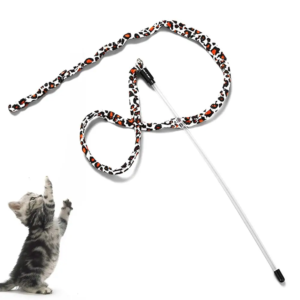 Pet Kitten Cat Leopard Print Teaser Play Stick Rod Interactive