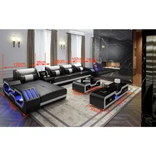 Высококачественный роскошный секционный диван из натуральной кожи в итальянском стиле