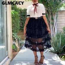 Женские Летние черные юбки сетчатые прозрачные в горошек женская Юбка-миди шикарные элегантные вечерние юбки