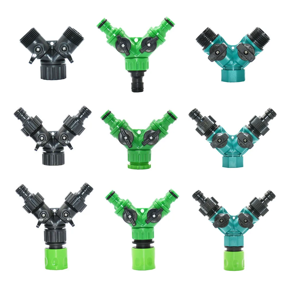 3/4" 2/4-Way Brass Plastic Garden Hose Splitter Y-Type Watering Connector Garden Tap For Outdoor Tap and Faucet