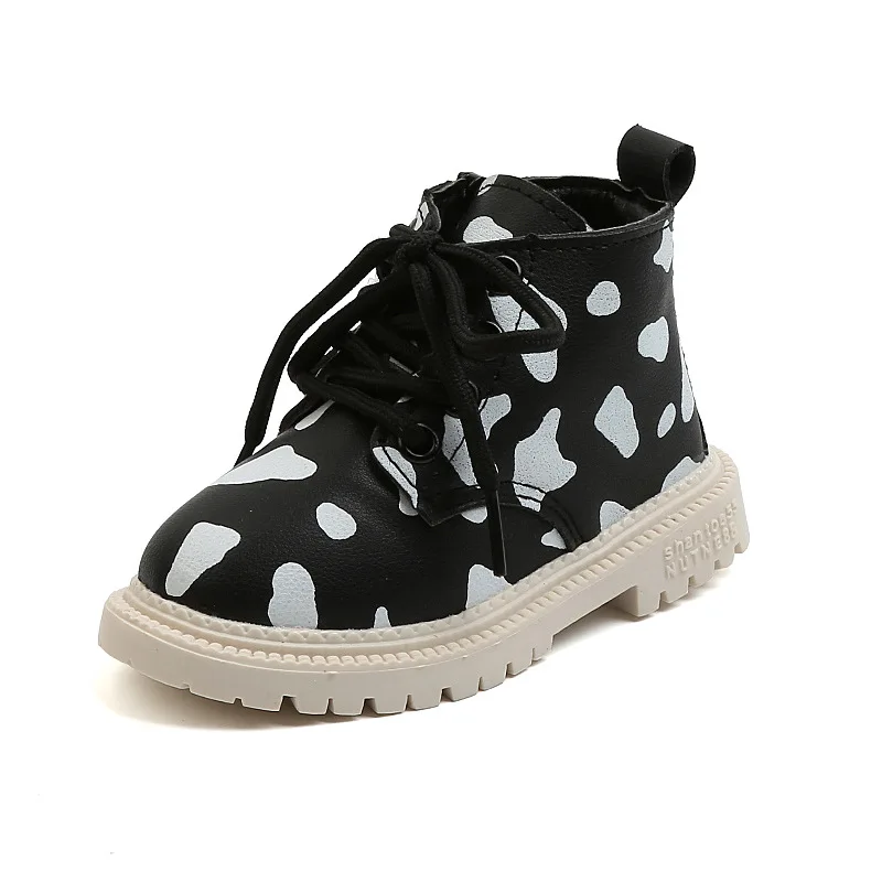 

Kids Fashion Martin Boots 2020 Autumn Boys Speckle PU Leather Boots Girls Non-slip Soft Sole Sneakers Ankle Zipper Botas D09122
