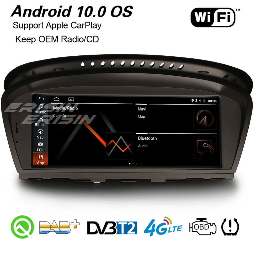 Erisin 2660 8 &quotAndroid 10 0 IPS Car Stereo Carplay DAB + GPS WiFi 4G BT для BMW 3er E90 E91 E92 E93 5er E60 E61 E63 E64 CCC CIC |