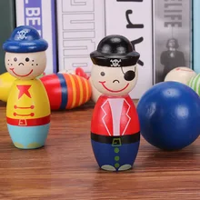 Деревянная Детская домашняя игрушка Мультфильм пират Боулинг развивающий мяч игра детский сад 3-7 лет
