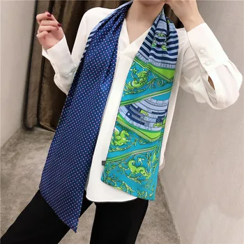 

New note totem Tianma double layer printing silk scarf twill silk women long silk scarf scarf scarf scarf Headband