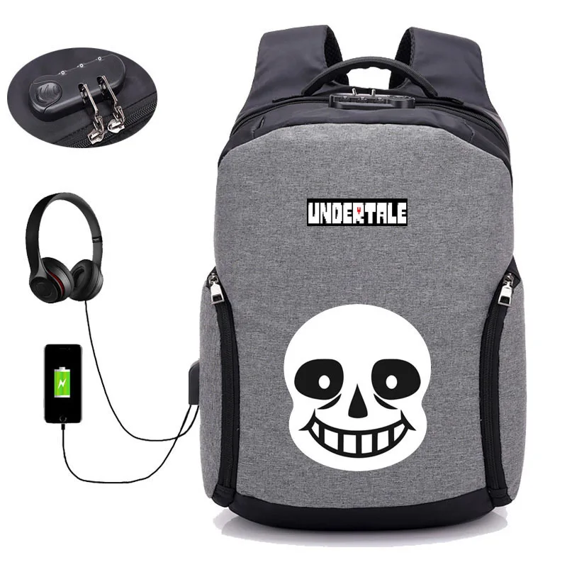 Аниме игра Undertale рюкзак usb зарядка рюкзак для мужчин wo мужчин дорожные сумки студенческая книга рюкзак ноутбук посылка - Цвет: 10